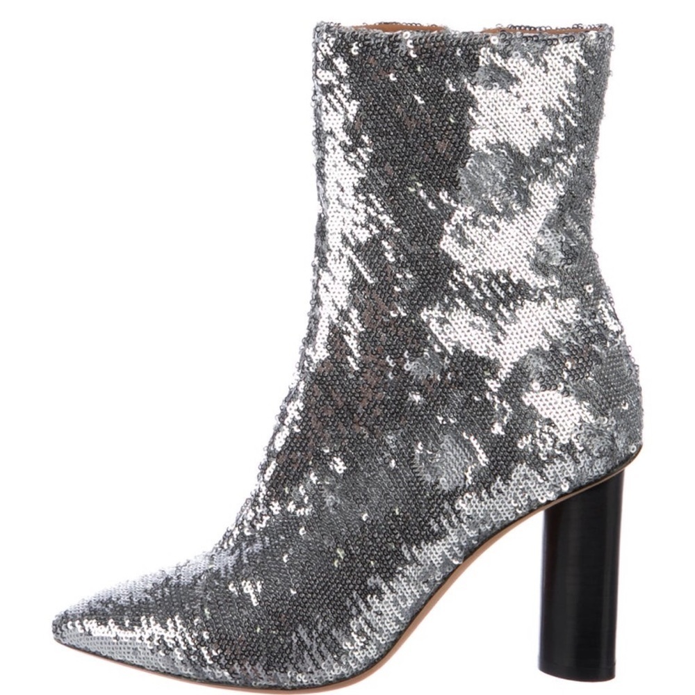 IRO Silver Sequin Heeled Boots